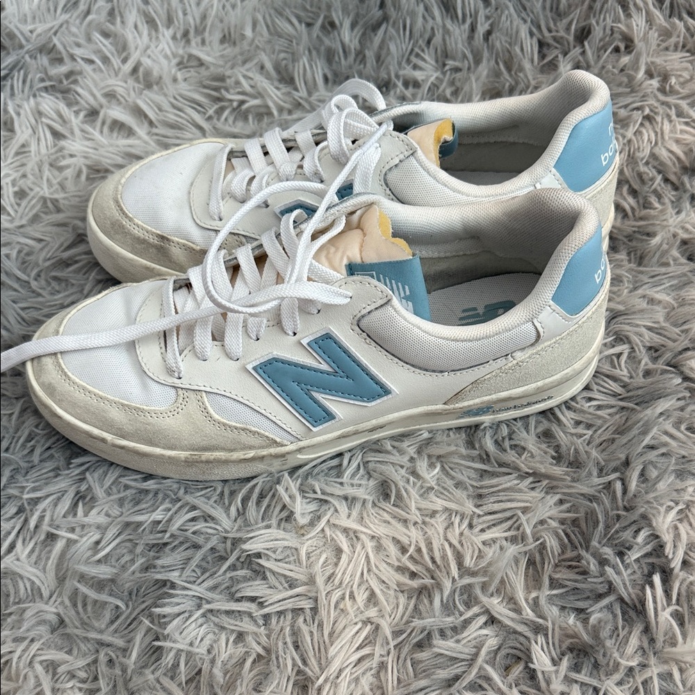 New Balance White and Light Blue Athletic Shoes